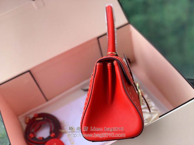 DELVAUX女包 Brillant系列手袋 原廠牛皮 德爾沃女手提包 女手拎包 Delvaux單肩斜挎包 DS0028手縫火焰紅  fcs1372